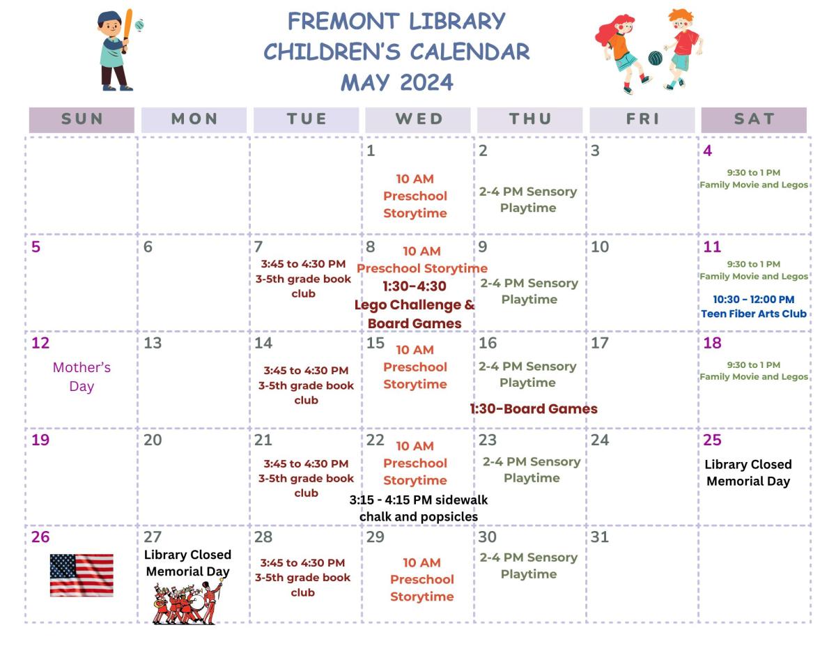May Children's Calendar